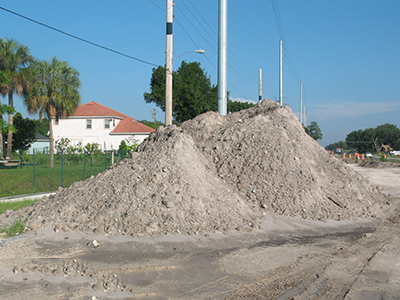 Large dirt mounds