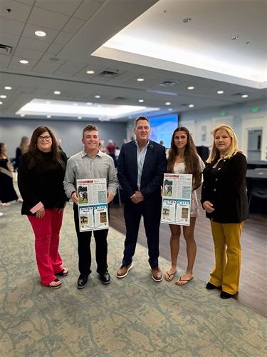 Rochelle Stidman- Publisher Osceola News-Gazette, Athletes of the Year and Toni Rowan Associate Publisher Osceola News-Gazette