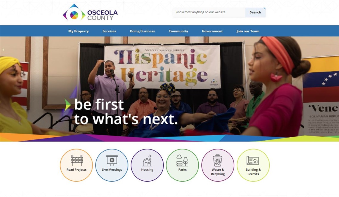 Screenshot of the new osceola.org website