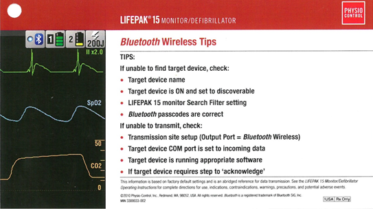 Lifepak 15 Bluetooth Wireless Tips