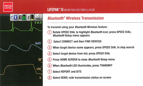 Lifepak 15 Bluetooth Wireless Transmission instructions