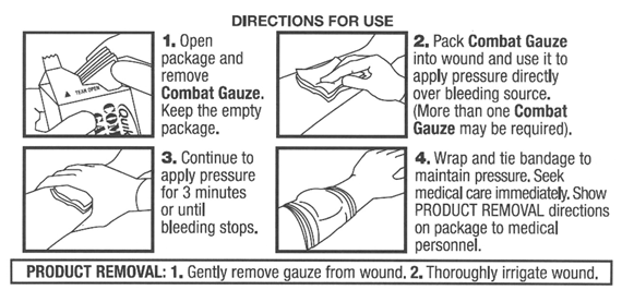 Diagram showing hemostatic dressing procedures