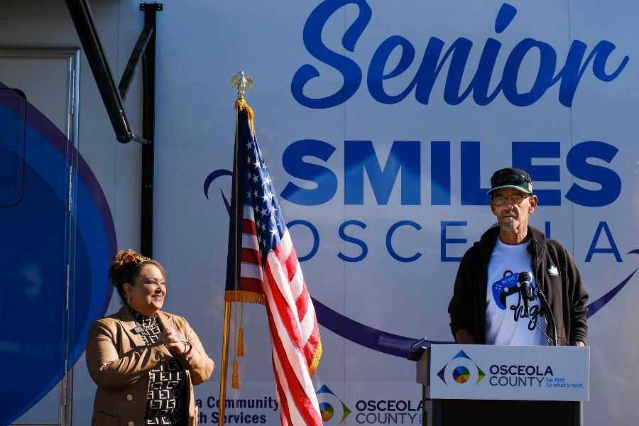 Commissioner Viviana Janer speaks at ribbon-cutting. Mobile Denture Unit Brings Affordable Senior Smiles to Osceola County